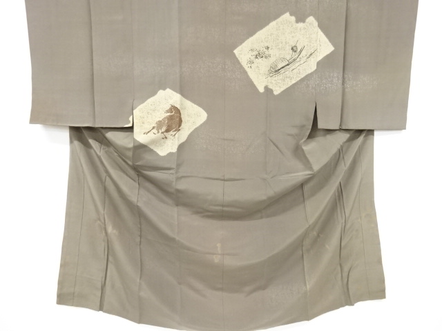 アンティーク　馬に時代人物模様男物長襦袢